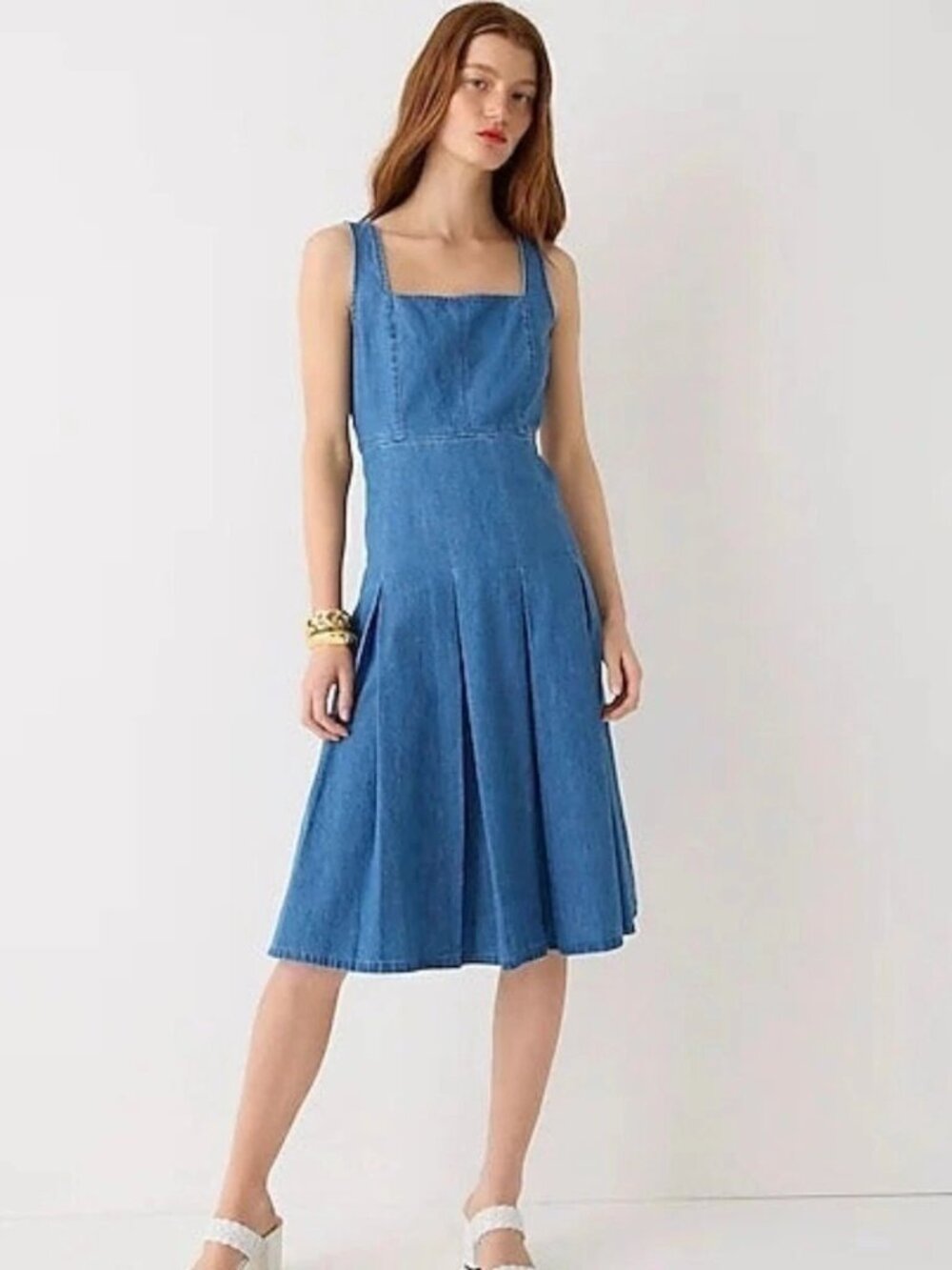 J. CREW pleated chambray dress BP876 (sz10)